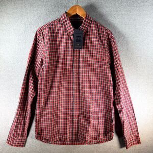 Scotch & Soda Check Sport Shirt Men's Large Red Regular-Fit Button-Down Collared